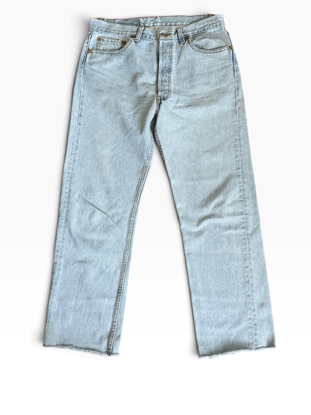 Vintage 1992 Levi's 501 Straight Leg Jeans Cut Off Raw Hem 34 X 28 Made in USA